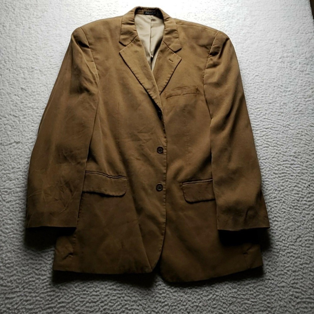 Alfani Suit Jacket Blazer Mens 42 Long Brown Lyocell Herringbone Sport Coat